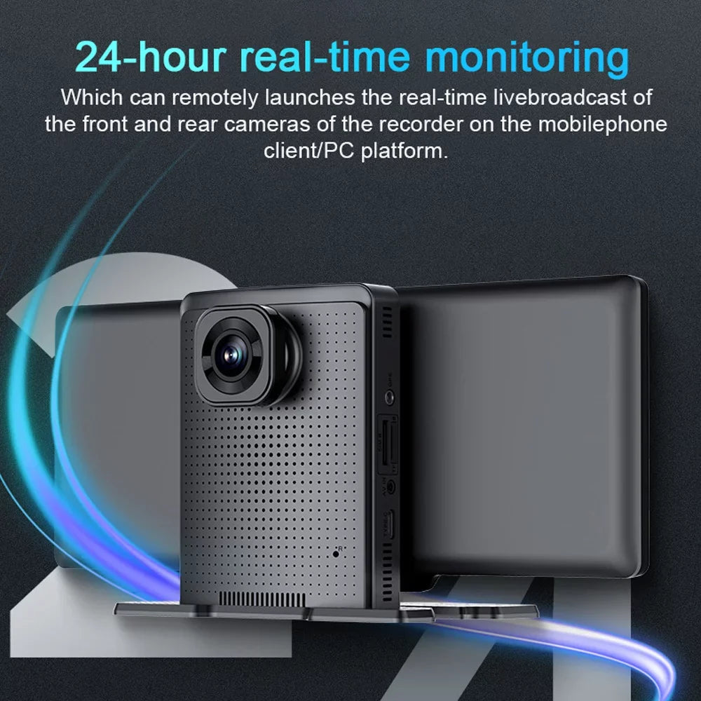 Tickas Multi-language Dual Lens Car Video Recorder Auto Dash Cam Car Recorder Night Viewing 10.26in  170 Degree Wide Angle Car Global Positioning System Navigation Camcorder
