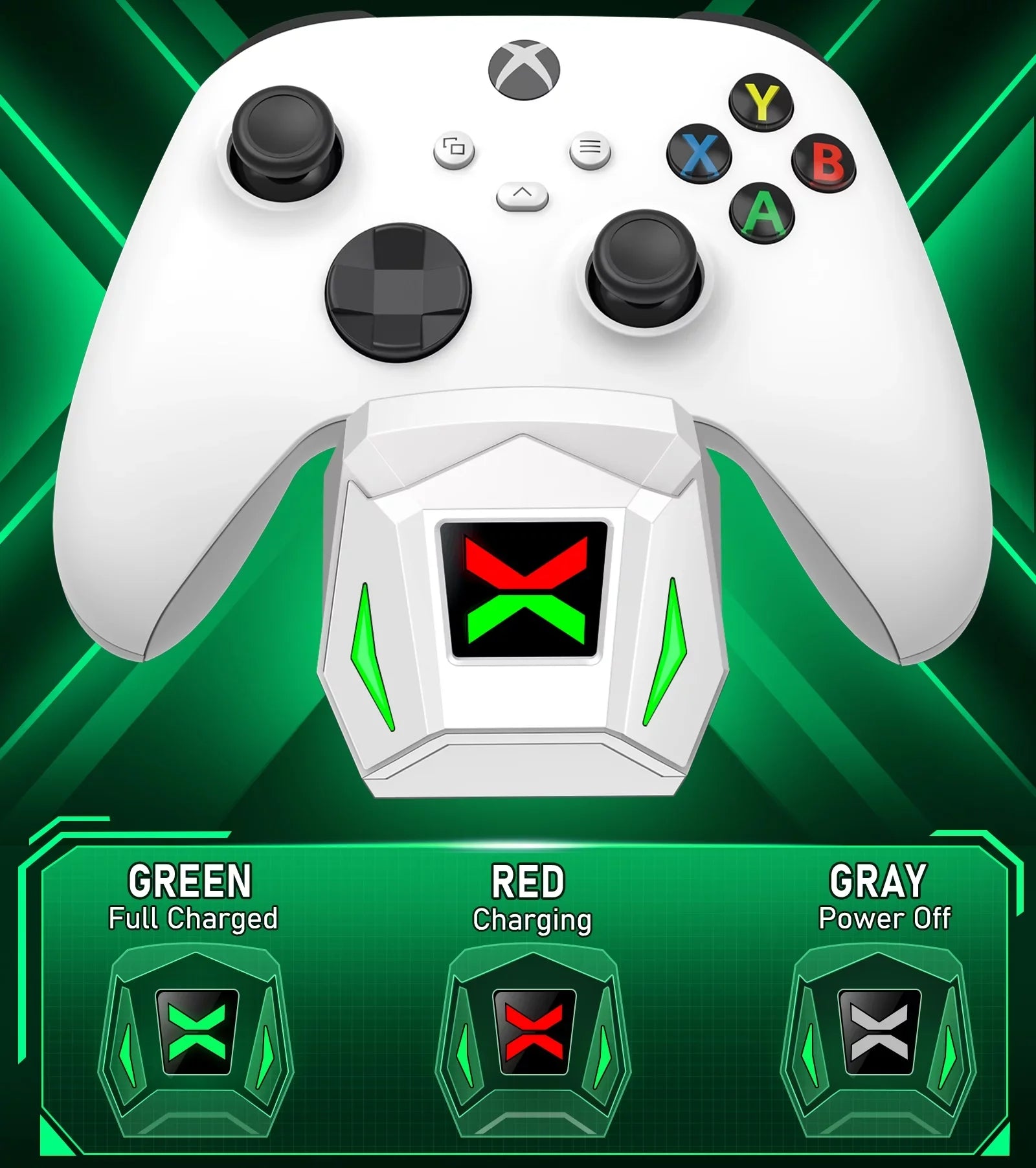 Xbox Controller Charger,Xbox Charging Station Dock with 2x2550mAh Rechargeable Battery Packs for Xbox One/Series | Controller Accessories-White