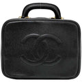 Pre-Owned Chanel Handbag Vanity Bag Black Gold Cocomark  Leather  Caviar Skin 4th  Stitch (Good)