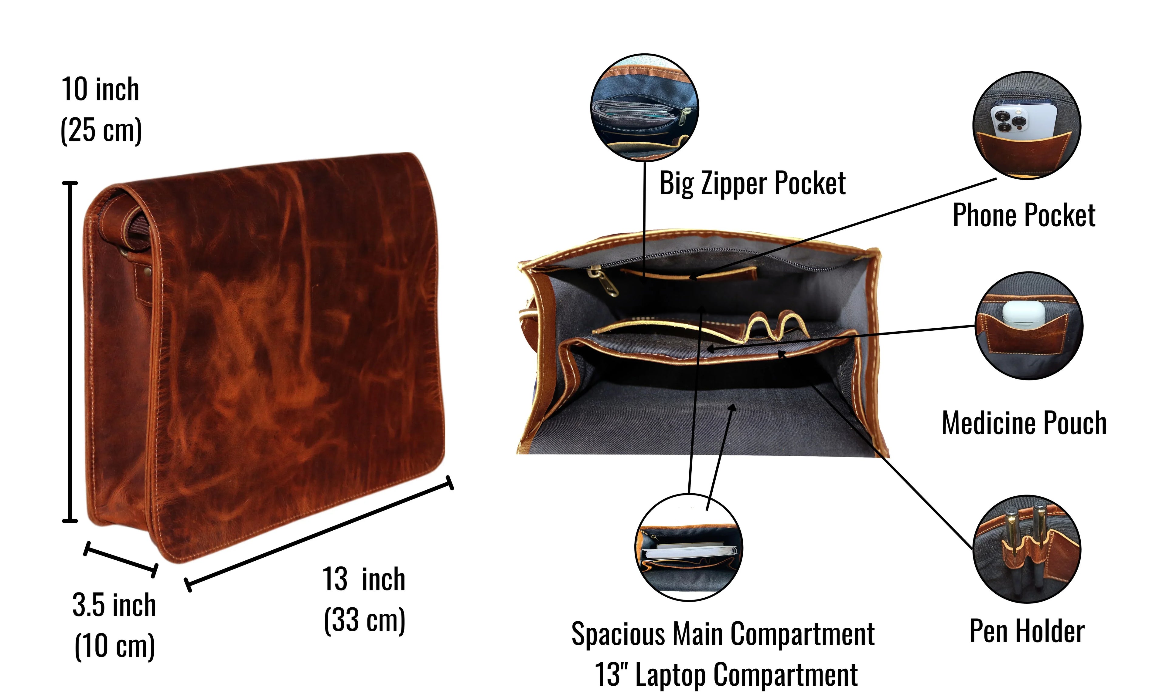 Handmade Leather satchel bag for iPad office briefcase gift for men MacBook bag distressed shoulder bag