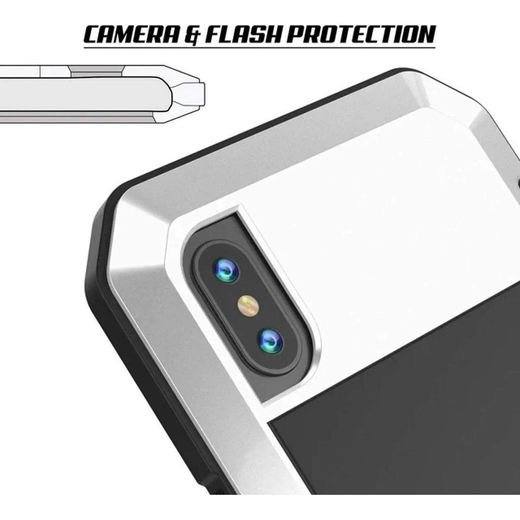 Gorilla Glass Aluminum Metal iPhone  Max Case (Silver) Heavy Duty Military Grade Shockproof and Scratch Resistant Protection, Rugged Outdoor Travel