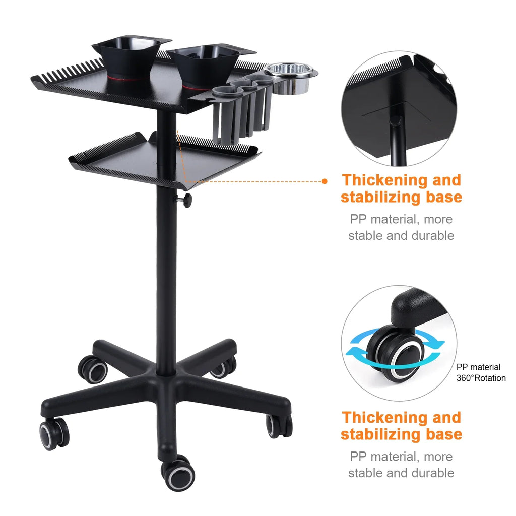 Bestauty Trolley,Salon Stand Salons Stand Movable Station Hair Cart Station Movable Cart Salon Hair Stylist 2 Adjustable Salon Beauty Salon Clinic Salon Cart Beauty Salon Station On Salon Clinic Spa