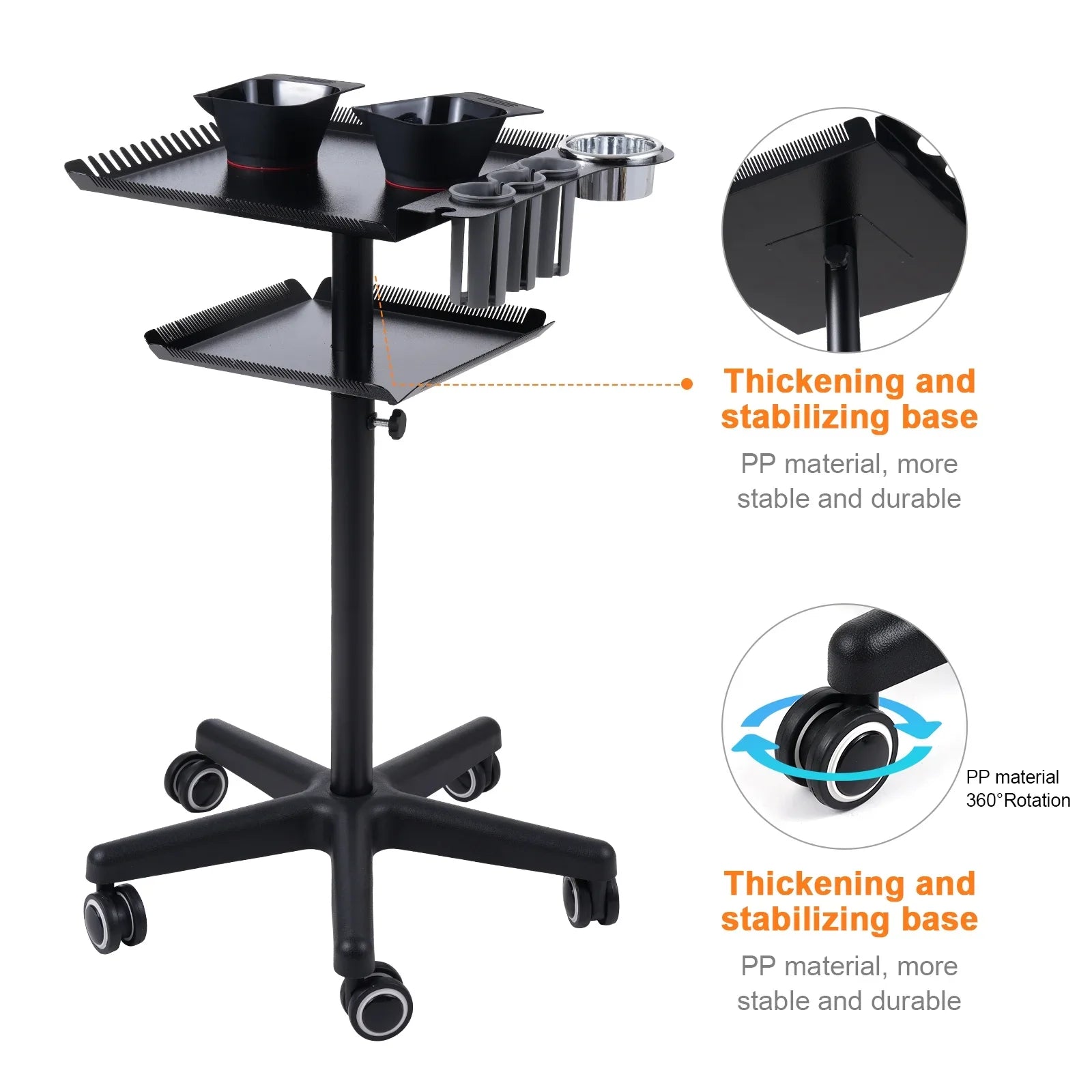 Bestauty Trolley,Salon Stand Salons Stand Movable Station Hair Cart Station Movable Cart Salon Hair Stylist 2 Adjustable Salon Beauty Salon Clinic Salon Cart Beauty Salon Station On Salon Clinic Spa