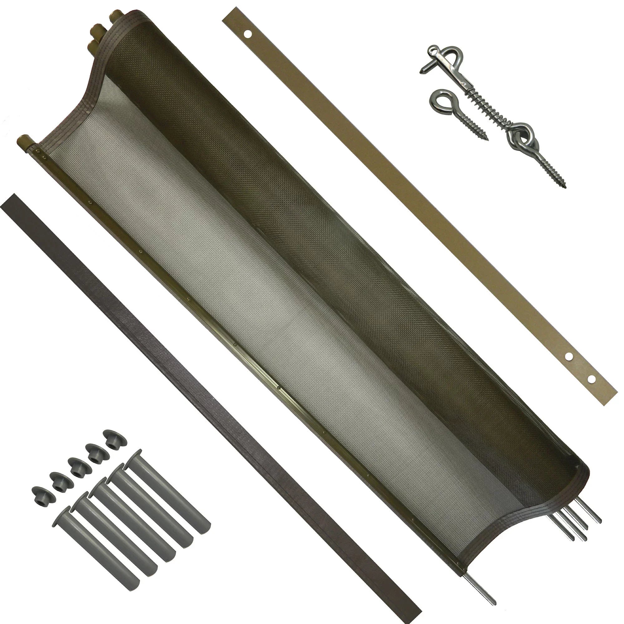 5 ft.   12 ft.  Pool Fence  Section in Brown with 5 Poles Featuring a Steel Pin at the Base for a 1/2 in. Hole