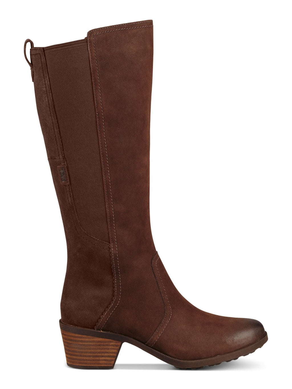 Womens Brown Waterproof Goring Padded Anaya Round Toe Block Heel Zip-Up Leather Riding Boot 7.5