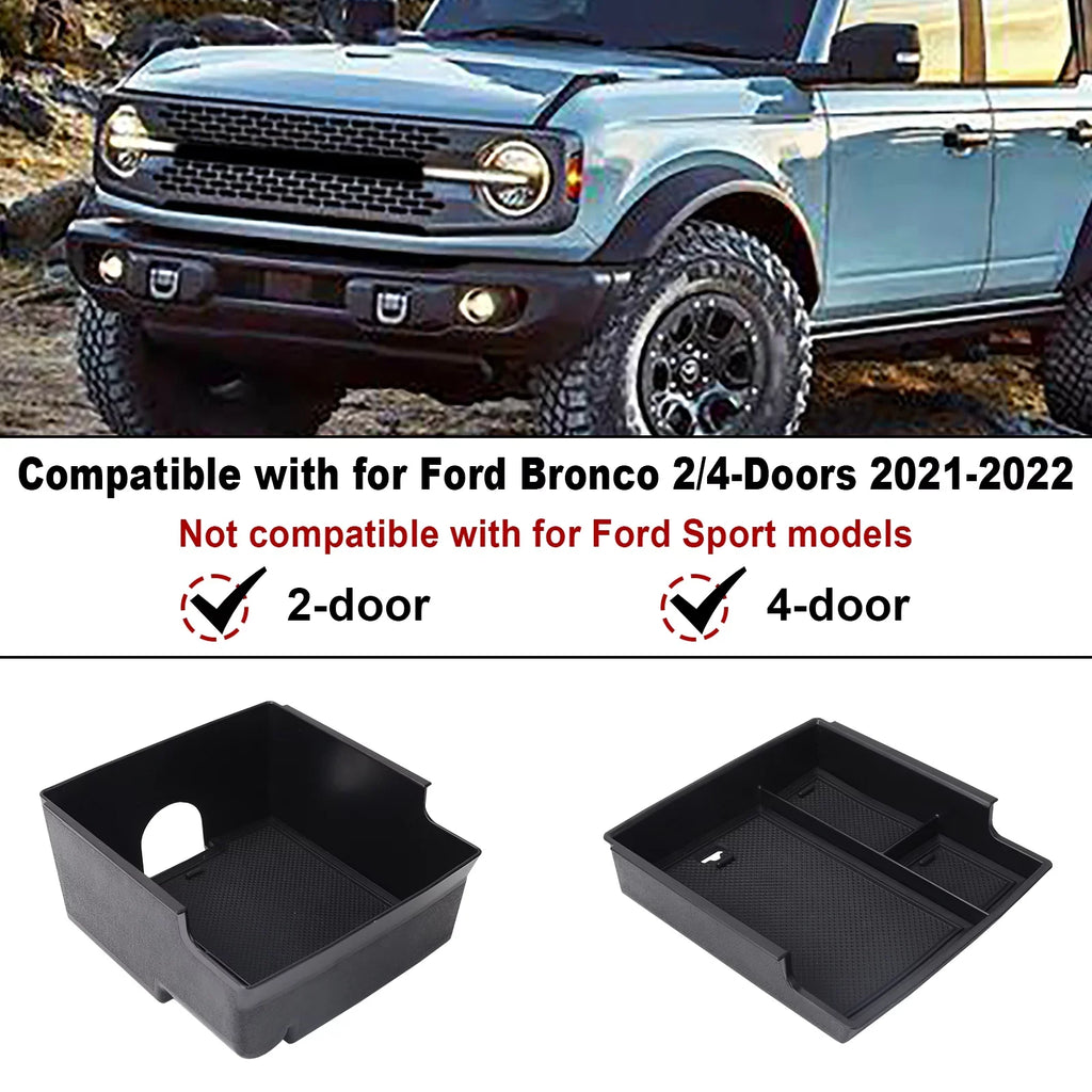 Center Console Organizer Tray,Car Central Control Storage Box Compatible with for Ford Bronco 2021 2022 2 Door 4 Door  Armrest Double Layer Storage Tray (2PCS)
