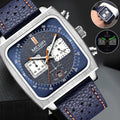 Fashion  Square Men Watch Luminous Quartz Waterproof Calendar Leather Wrist