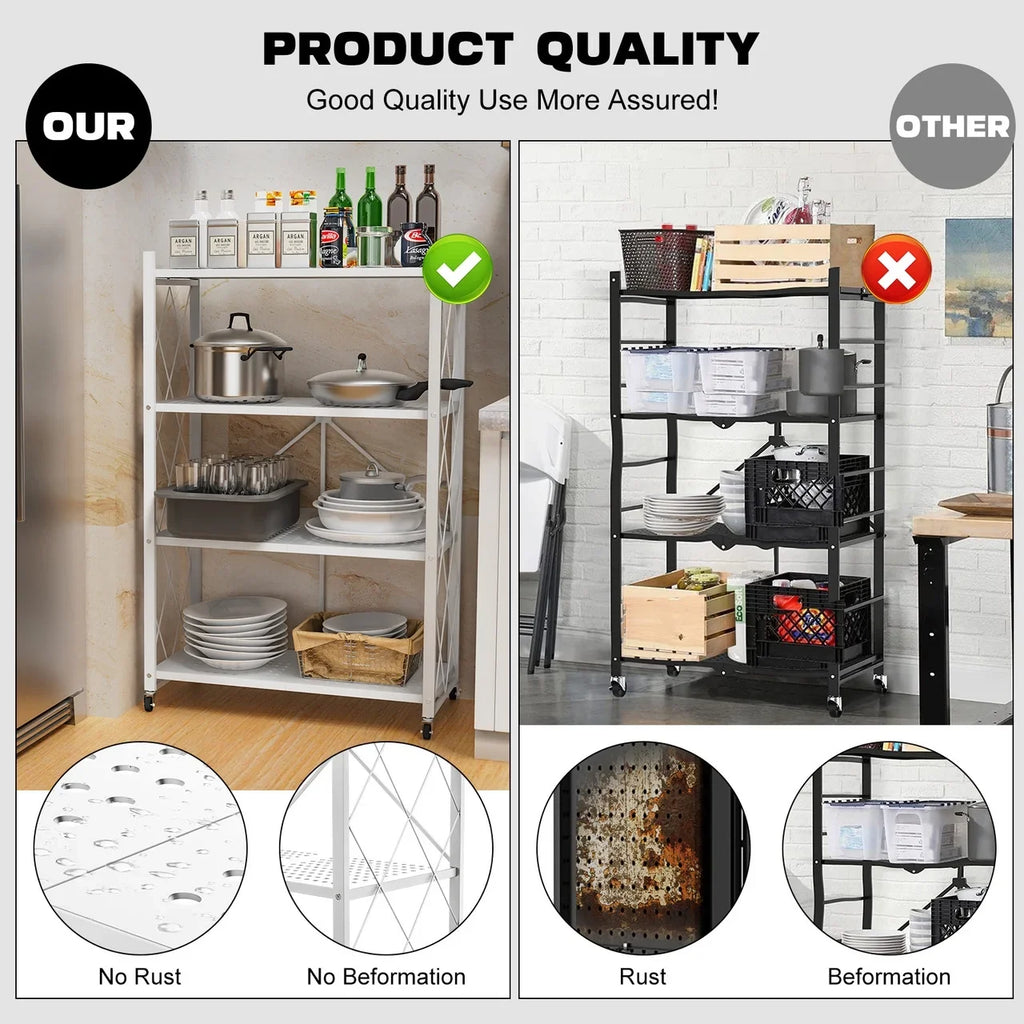 QRInnovations 3/4 Tier Heavy Duty Metal Rack Storage Modern Style Shelving White