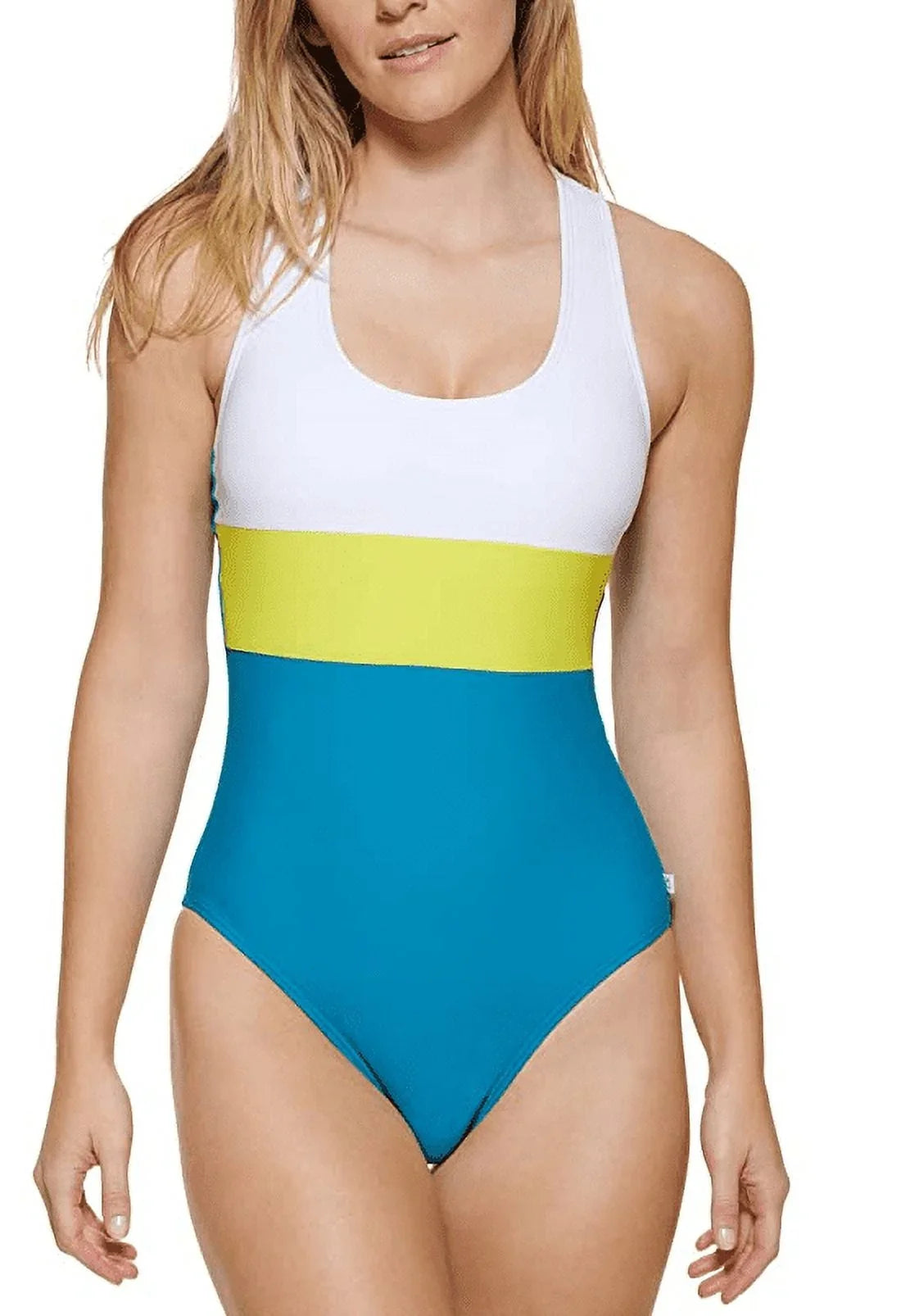 Calvin Klein   Colorblocked Cross-Back One-Piece Swimsuit,  18