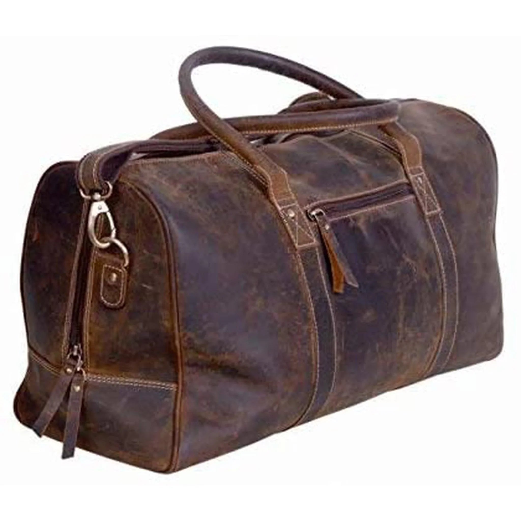 Fashion Co. 20" Men's Vintage Distressed Buffalo Leather Duffle Bag | Spacious & Stylish | Adjustable Shoulder Strap