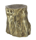 DecMode Eclectic Gold Chopped Tree Log Inspired Accent Table, 18" x 19" with Gold Carved Wood Grain Finish