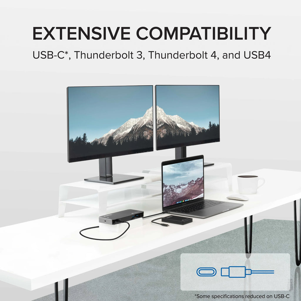 Plugable - and Thunderbolt Dock - 40Gbps with 96W Charging, Compatible with Mac and Windows Laptops, DisplayPort and , 2x -, 3x  3.0, Gigabit Ethernet, Audio Jack
