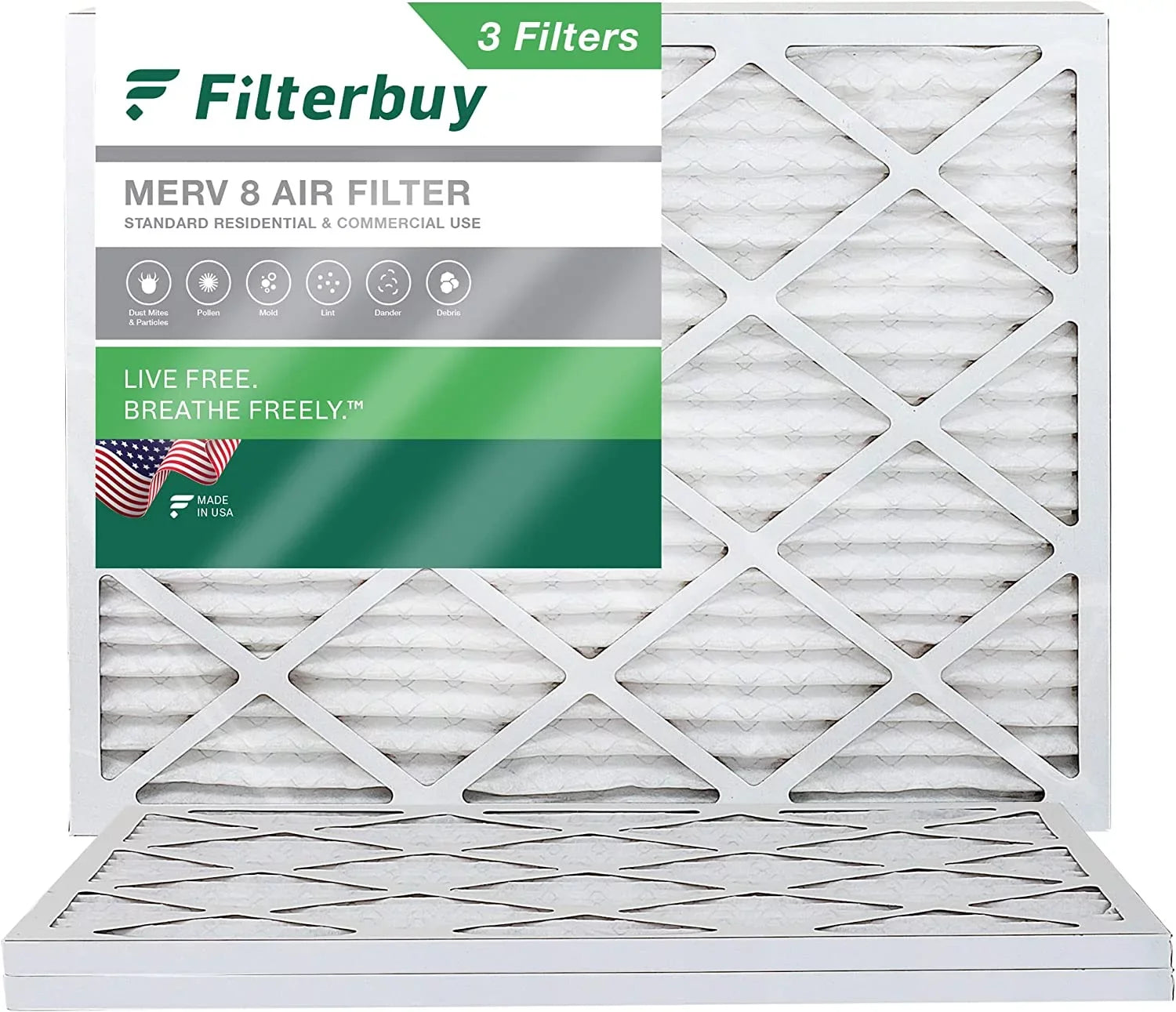 Filterbuy 21x23x1  8 Pleated   Furnace Air Filters (3-Pack)