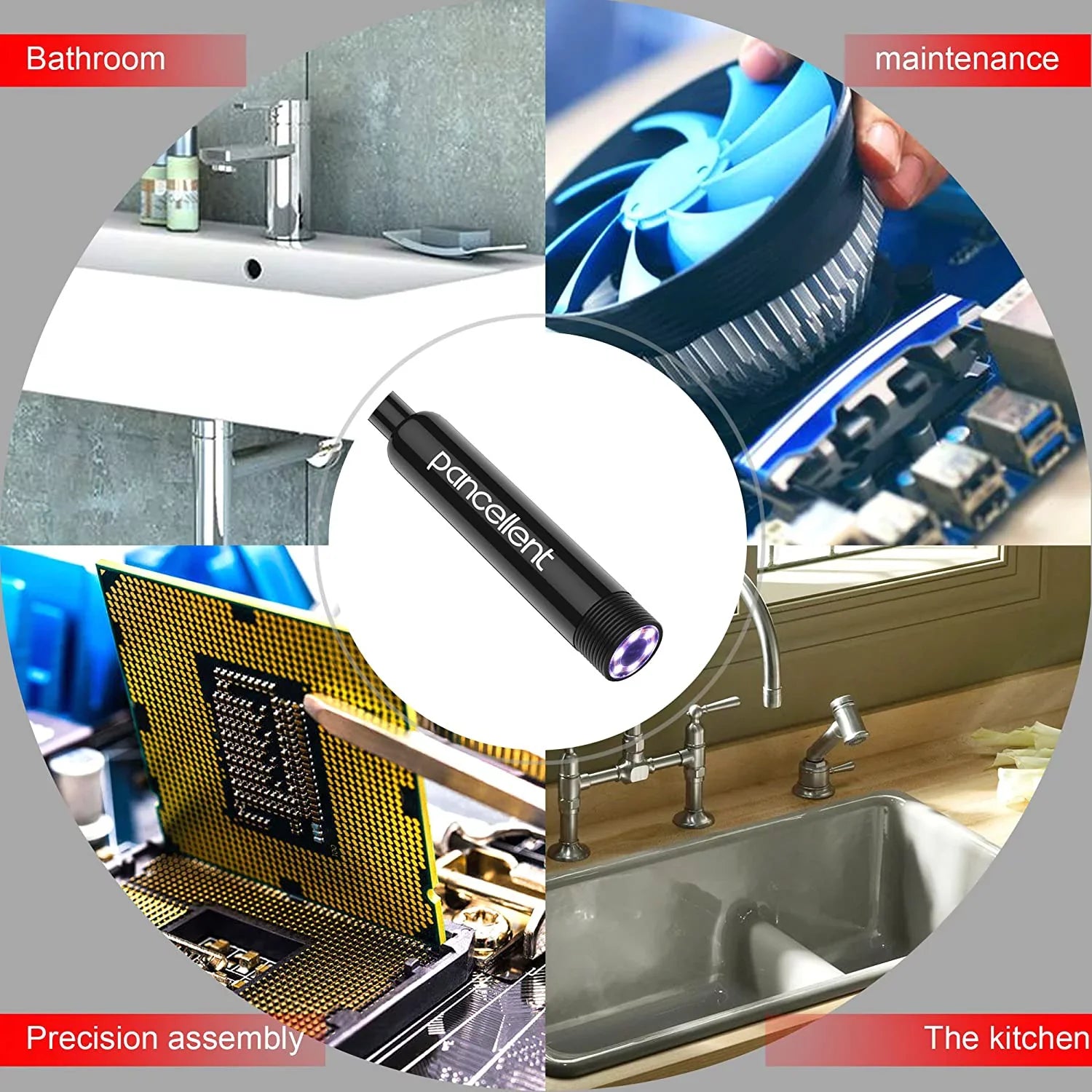 Pancellent Wireless Snake Camera 1200P WiFi Inspection Camera  Endoscope with 8  Light Rigid Cable Borescope for iPhone Android Smartphone Table Ipad  (5 Metes,16.5 )