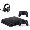 Pre-Owned Sony PlayStation 4 Pro 1TB Gaming Console Black with 2 Controller Included   Bundle (Refurbished: Like New)