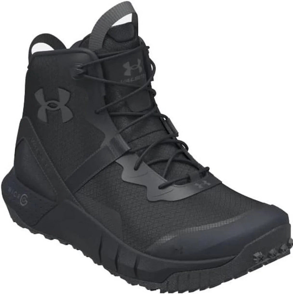 Under Armour Micro  Valsetz Mid Wide (2E) Tactical Boots, Black/Pitch Gray, 9W