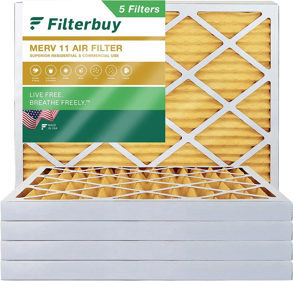 Filterbuy 10x16x2  11 Pleated   Furnace Air Filters (5-Pack)