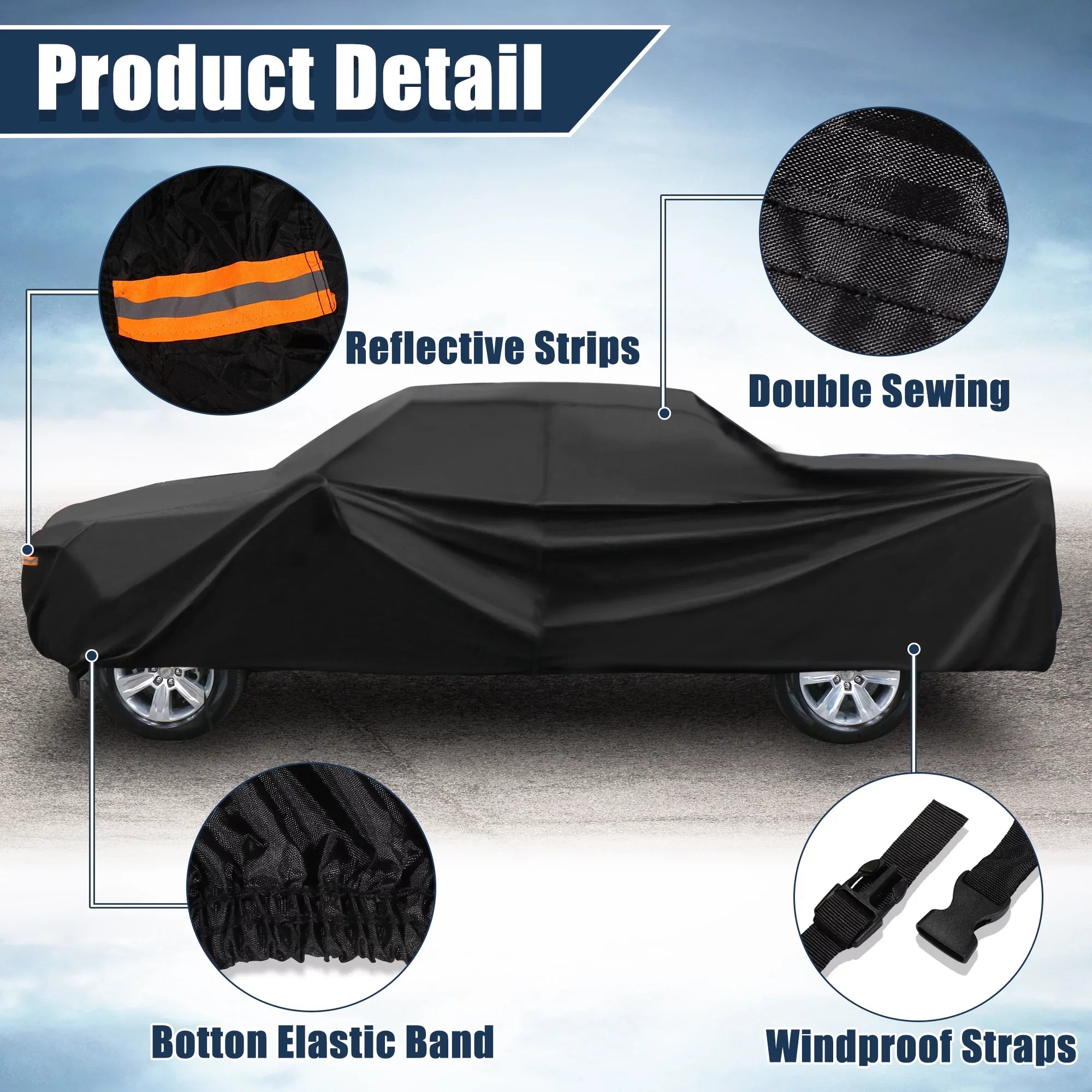 Black Pickup Truck Cover for Toyota Tacoma Extended Cab Crew Cab 4-Door 05-2021