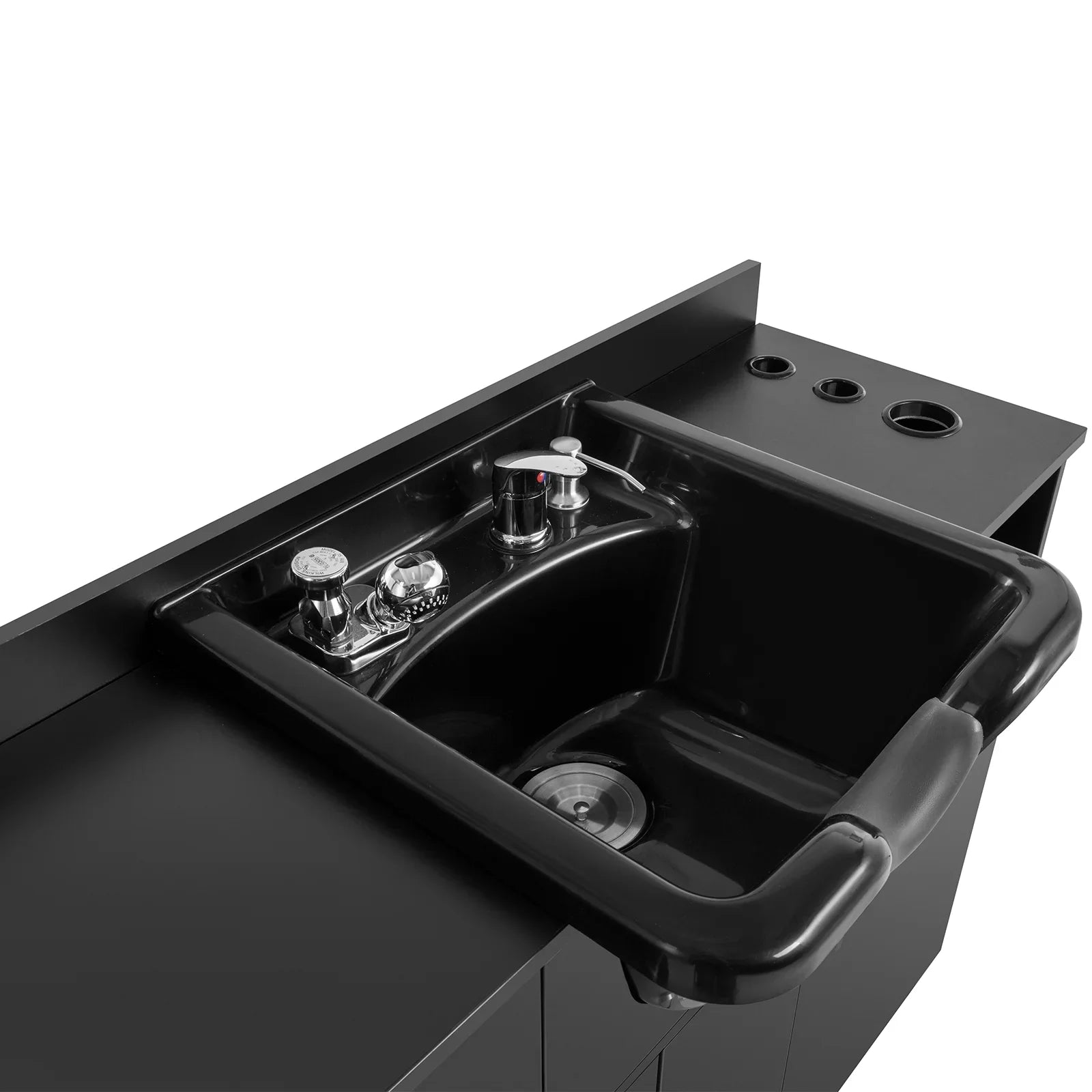 Artist hand Backwash Sink Shampoo Station Hair Salon Beauty with ,Hair Dryer Holes, Trap,Drawer(Black)