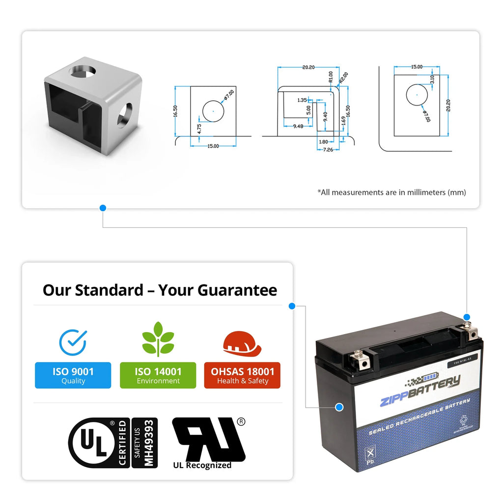 Zipp Battery -- (50-- 12 Volt,20 Ah, 260 ) Motorcycle Battery for Yamaha 1300cc Xvz13 Venture/royale 1991