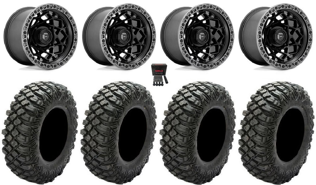 Fuel Unit 15" Wheels Black 35" Crawler  Tires Kawasaki Teryx Mule