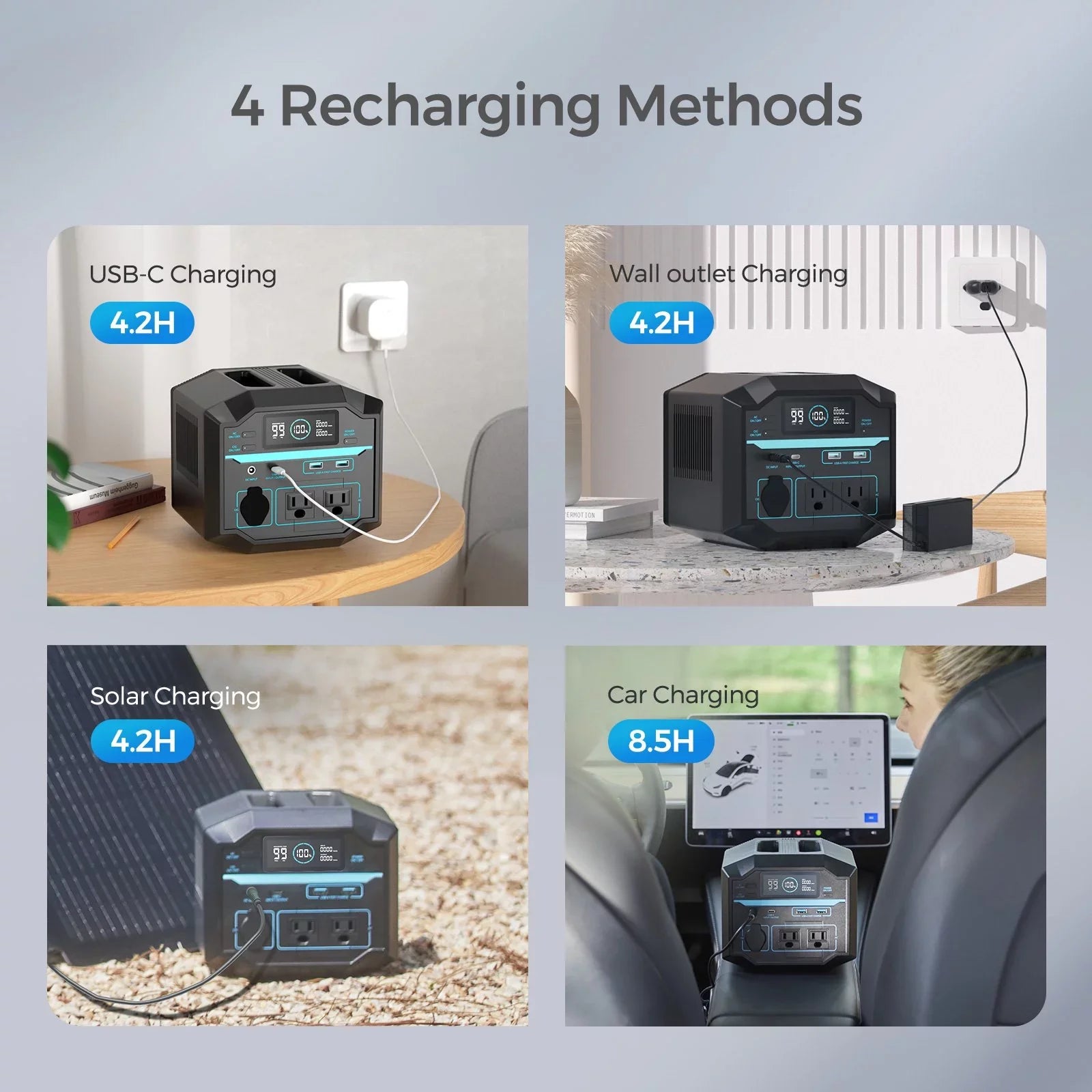 Renogy Portable Power Station 222Wh Solar Generator 2 120V/200W  Outlets, 60W -  Output, Lightweight Lithium Backup Battery Pass-Through Charging for Outdoor Camping Home Emergency