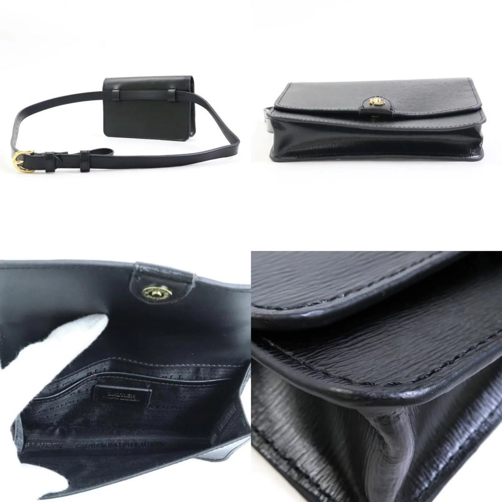 Pre-Owned   Lauren Ralph waist bag belt leather black gold ladies r9529f (Good)