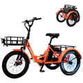 16MPH 500W 48V 14.5Ah 20" Electric Folding Tricycle for Women, Electric Motorized Tricycle Adult, Fat Tire 3 Wheel Electric Bikes, Step-Thru 1-Speed Electric Trike for Senior, Men