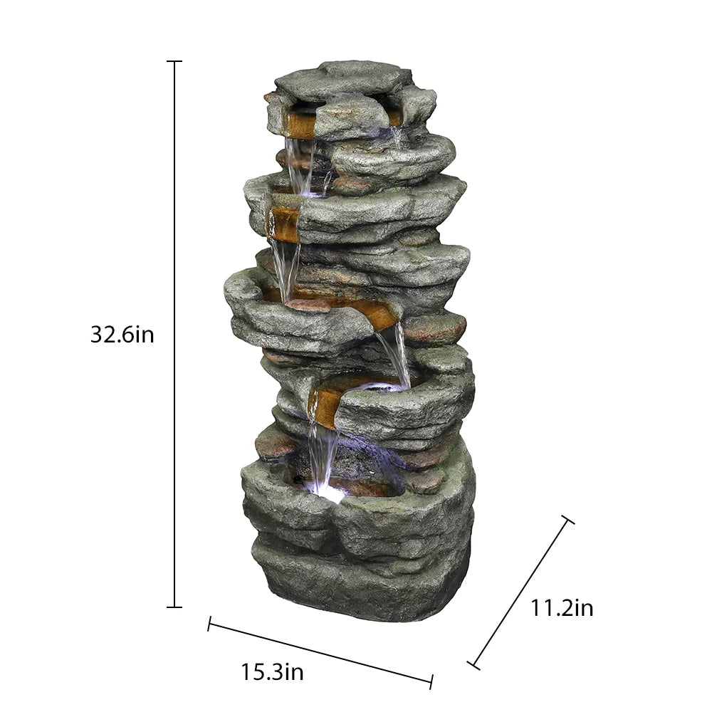 32.6inches Rock Water Fountain with Led Lights