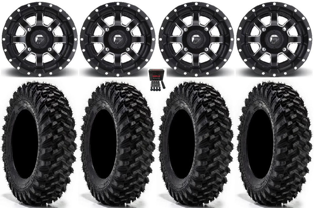 Fuel Maverick 15" Wheels Black 32" Warrior  Sticky Tires Can-Am Maverick  / Honda Pioneer 1000 / Talon
