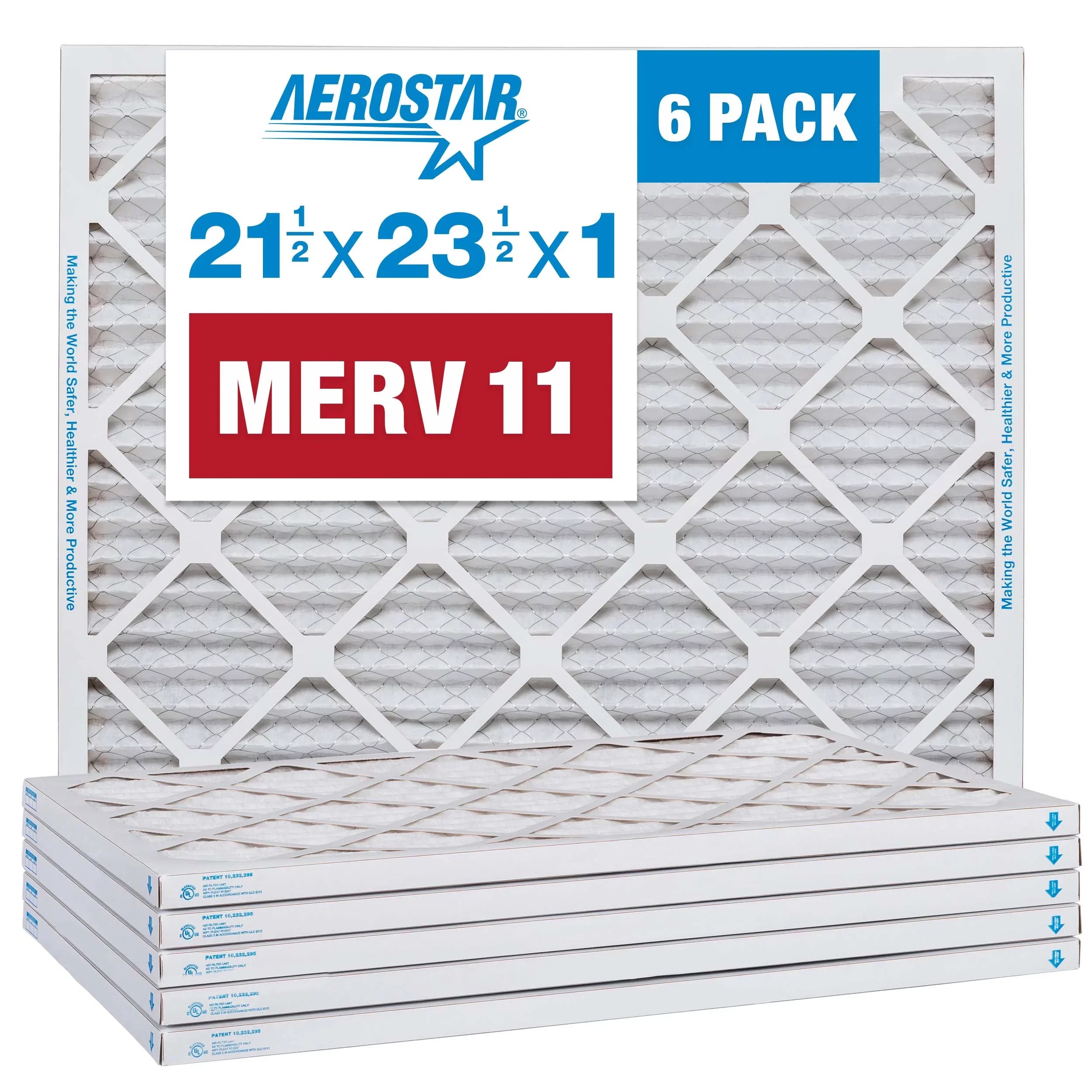 Aerostar 21 1/2 x 23 1/2 x 1  11 Pleated Air Filter,  Furnace Air Filter, 6 Pack