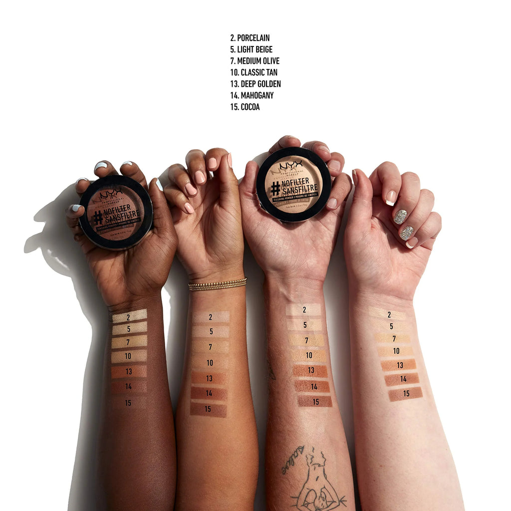 Nyx Professional Makeup #Nofilter Finishing Powder, Pressed Setting Powder - Light Beige