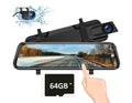 10” Mirror Dash Cam 1080P Touchscreen Dual Lens Front & Rear-View Night Vision 170° Wide Angle, Loop Recording -Sensor, Parking Monitoring Camera (64   Card included)