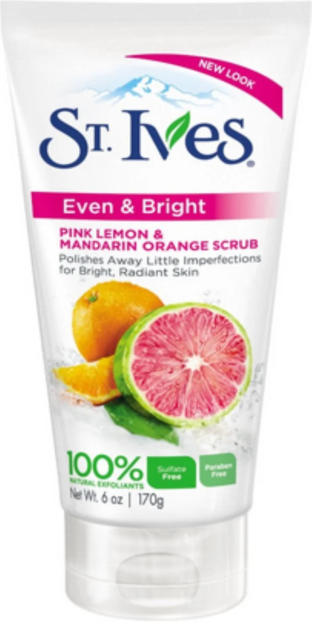 St. Ives Even & Bright Scrub, Pink Lemon & Mandarin Orange 6 oz (Pack of 6)