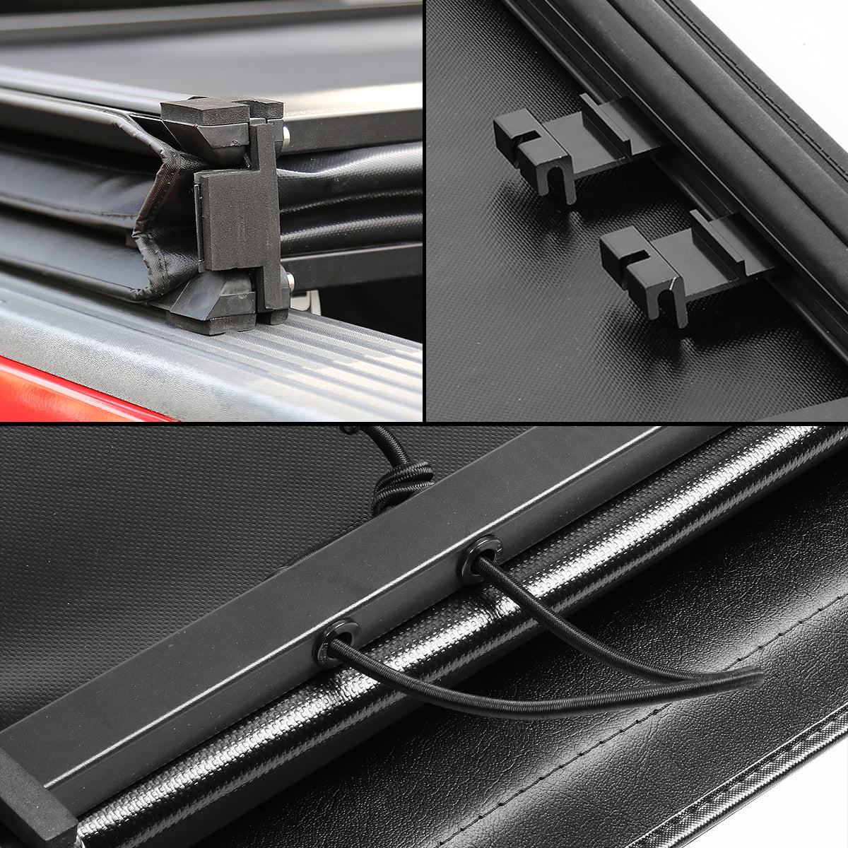 Motoring --045 For 2005 to 2021 Nissan Frontier 5' Bed Fleetside Adjustable Tri -Fold Soft Top Trunk Tonneau Cover