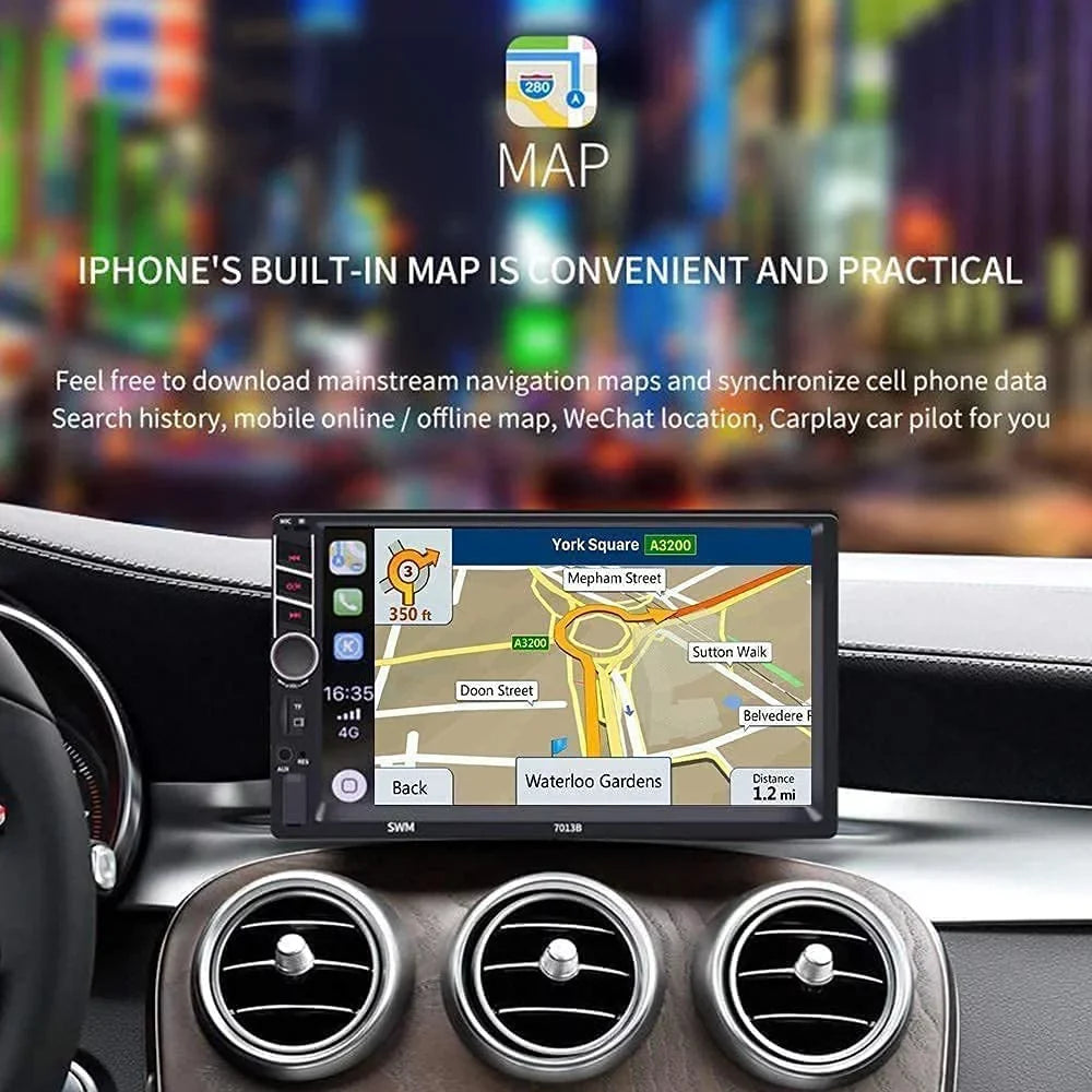 Binize 7 inch Car Stereo Radio Compatible with Carplay Android Auto Double Din Touchscreen Bluetooth Head Unit/ Player//,Support Reversing Image Input/Steering Wheel Control//Remote