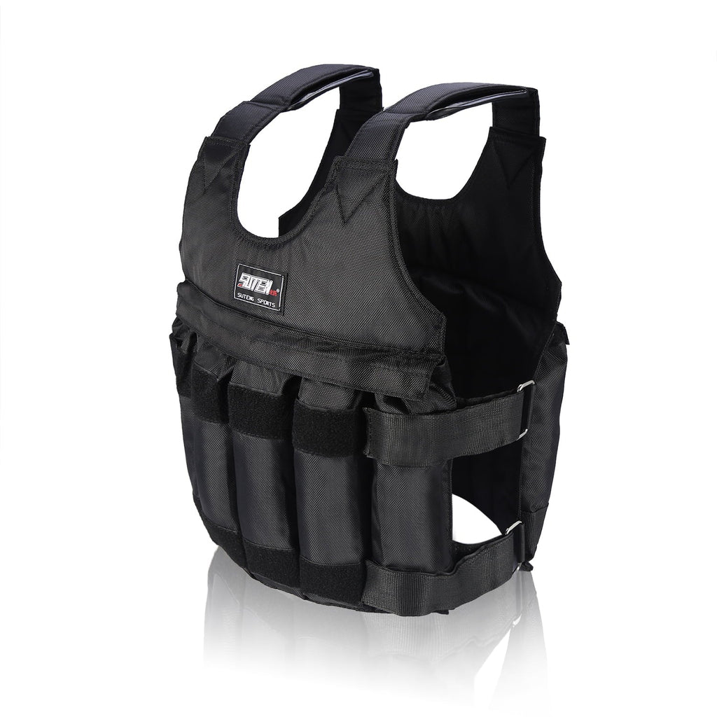 Adjustable Weighted Vest with 12pcs Pouches 50KG/110lbs Vest Workout Weight Jacket Exercise Boxing Training Fitness