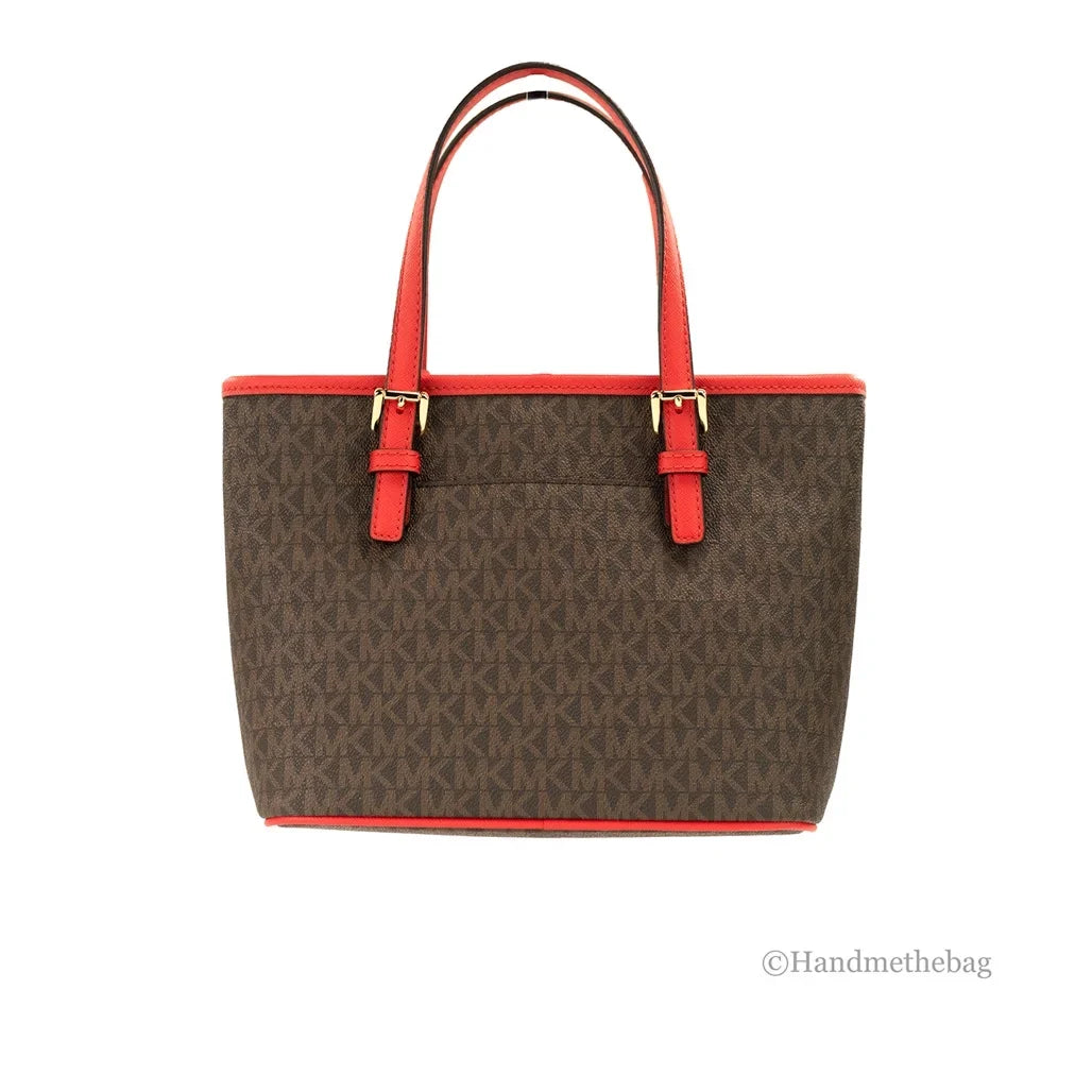 Michael Kors Jet Set Travel Extra-Small Logo Top-Zip Tote Bag (Dark Sangria)