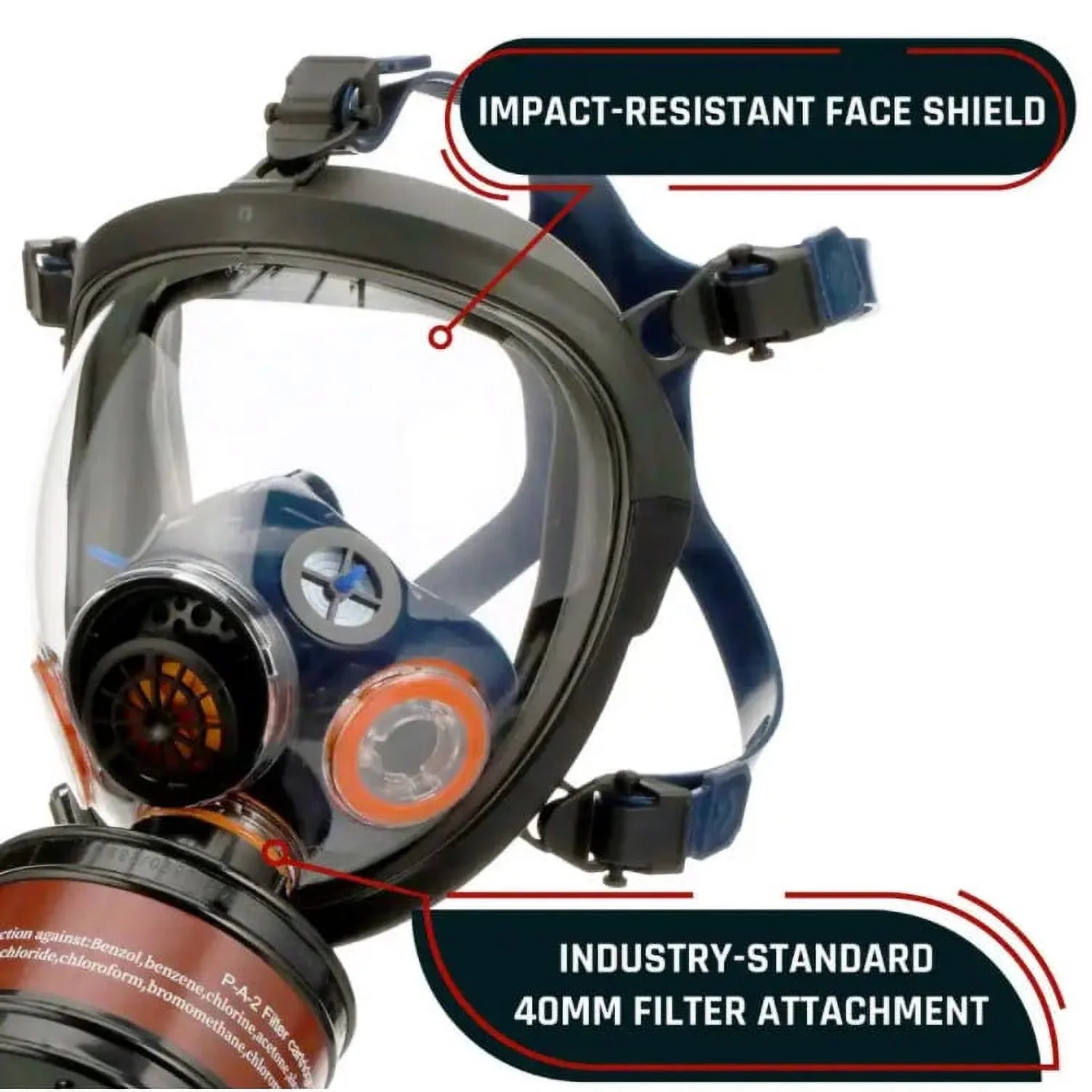 '-100X Full Face Survival Respirator Gas Mask with Organic Vapor and Particulate Filtration
