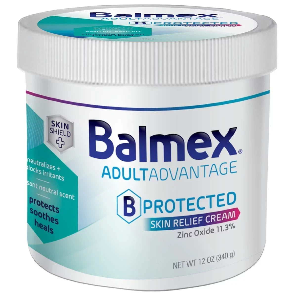 Balmex Adult Advantage -Protected Skin Relief Cream, with Skin Shield Technology to Protect - Soothe and Heal Sensitive Skin, 12oz