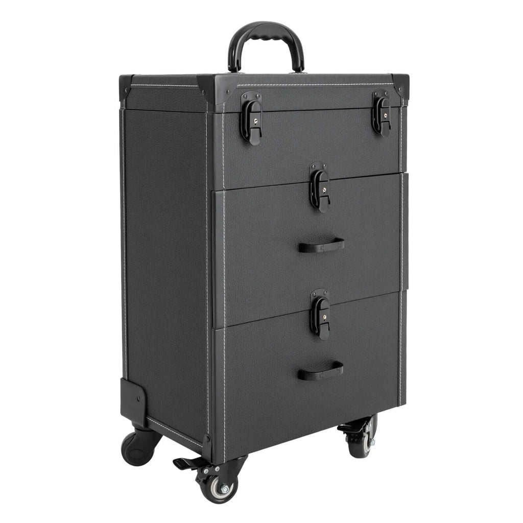 Miumaeov Rolling Makeup Train Case Professional Cosmetic Trolley Storage Luggage Box Nail Polish Organizer