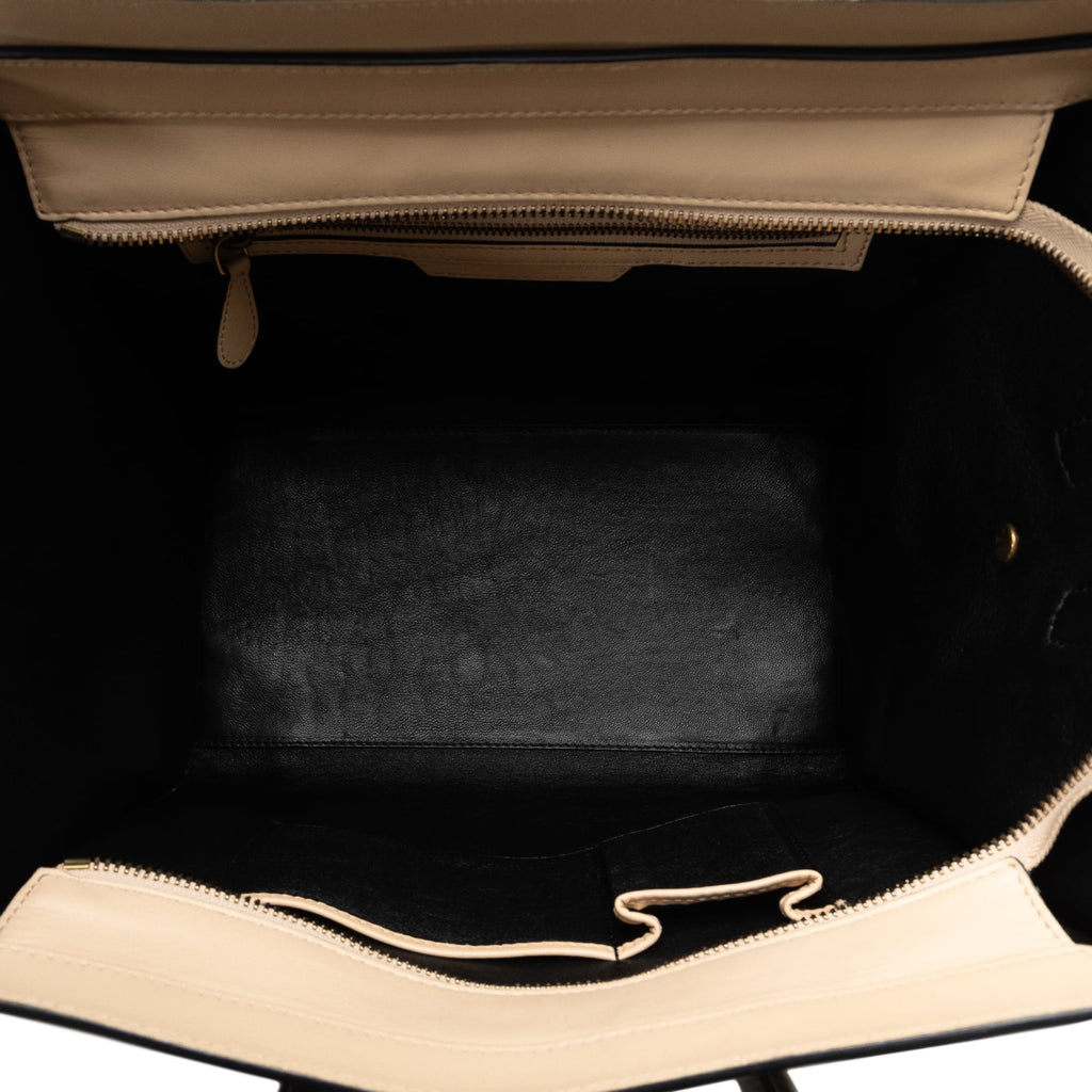 Pre-Owned Authenticated Celine Mini Bicolor Luggage Tote Calf Leather Brown Tote Bag Unisex (Good)