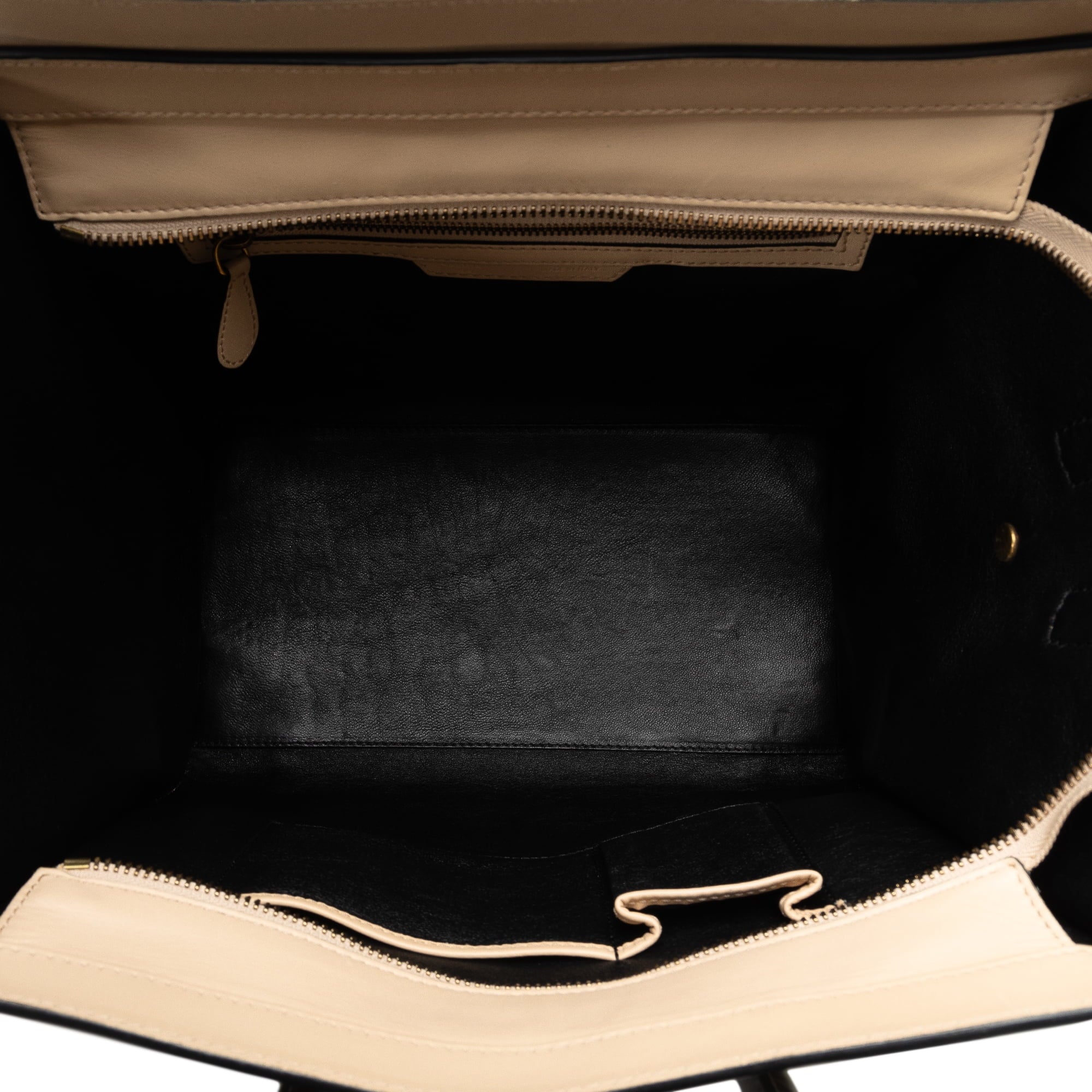 Pre-Owned Authenticated Celine Mini Bicolor Luggage Tote Calf Leather Brown Tote Bag Unisex (Good)