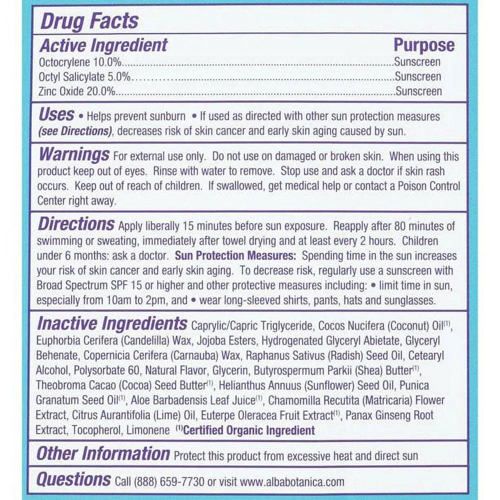 Alba Botanica Fast Fix Sun Stick  0.5 oz Pack of 4
