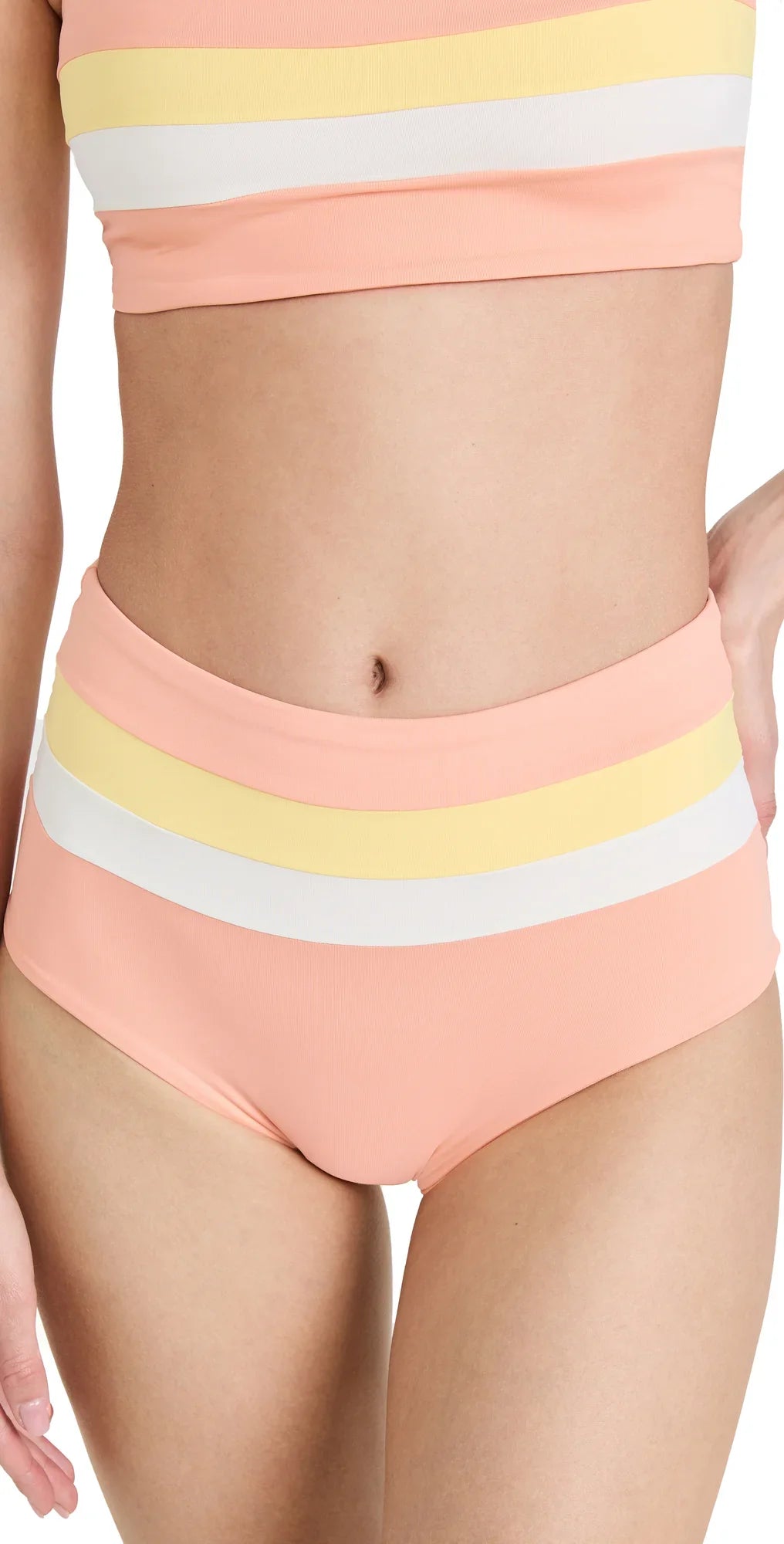 Space Womens Portia Striped High Waist Swim Bottom Separates