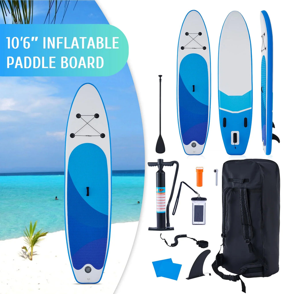 Preenex 10'6" Hybrid Paddle Board for Adults Inflatable  Board w Accessory Set, Blue