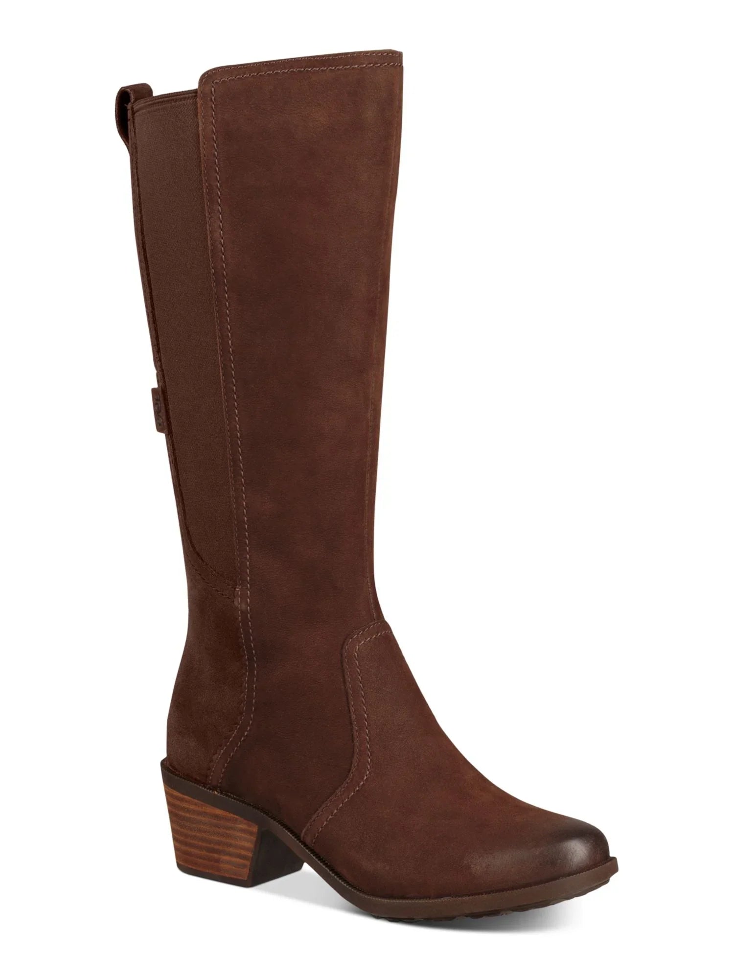 Womens Brown Waterproof Goring Padded Anaya Round Toe Block Heel Zip-Up Leather Riding Boot 7.5