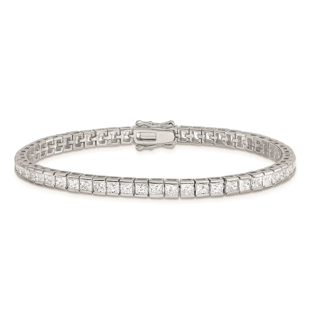 Auriga 925 Sterling Silver Rhodium Plated Zirconia Tennis Bracelet 7.5 inch for Women(- 7.5inch)