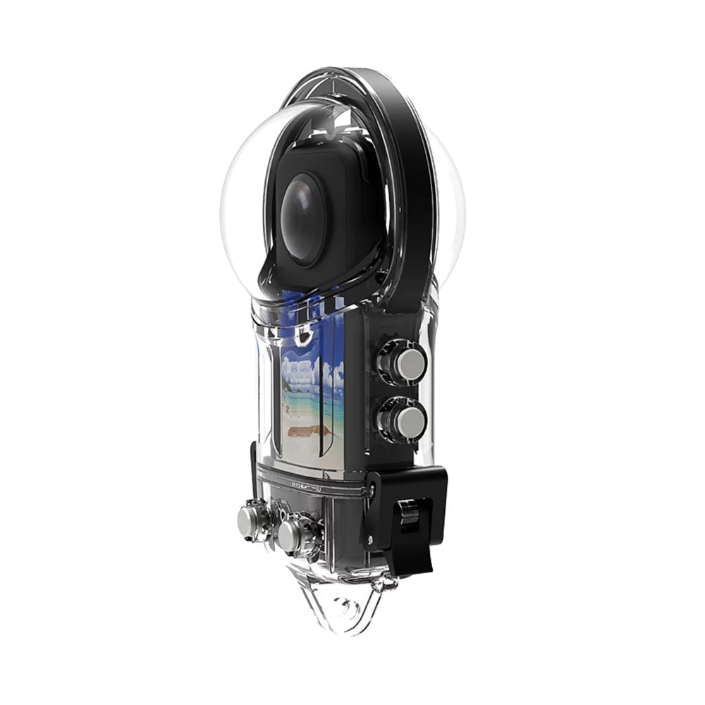 Radirus Panoramic Sports Camera Dive Case, Waterproof Housing, Diving Protective Cover, Underwater 50M, Silicone Lens Cover