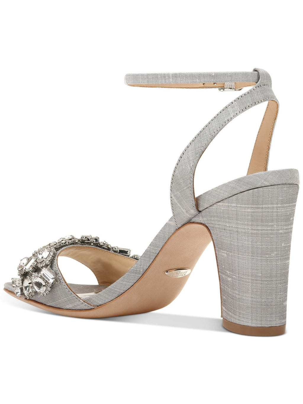Womens Silver Toe Strap Metallic Rhinestone Round Toe Block Heel Buckle Dress Sandals Shoes 7